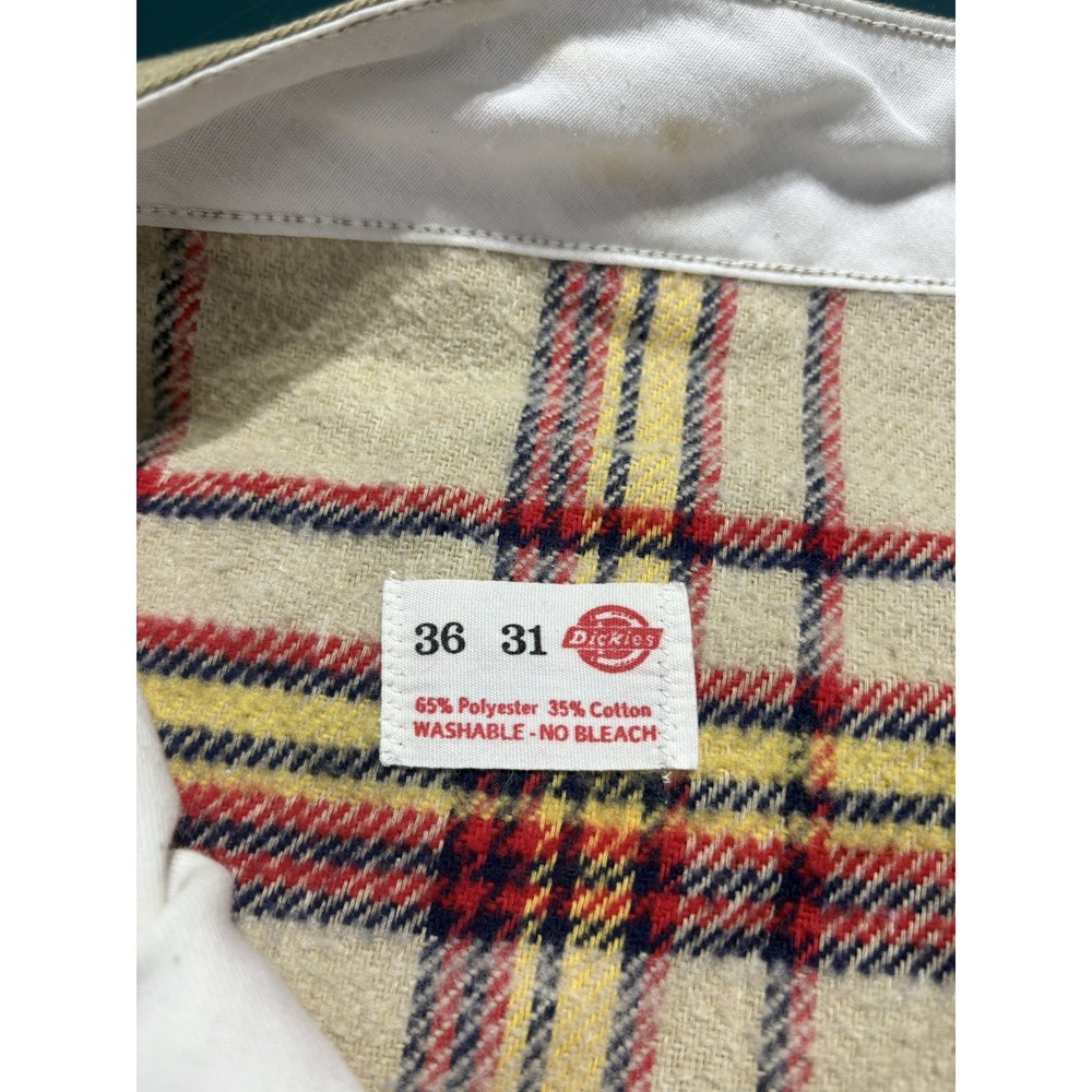 Vintage 70s Dickies Chino Work Pants Plaid Flannel Lined Men's 36x28 Talon Rare - Picture 5 of 16